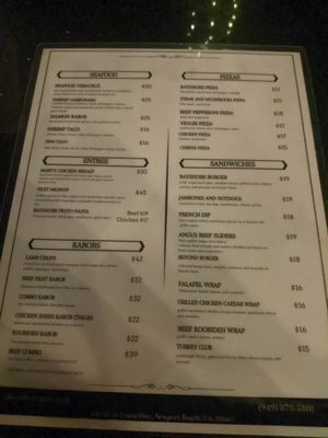Menu photo 2 Bayshore Lounge Newport Beach, CA