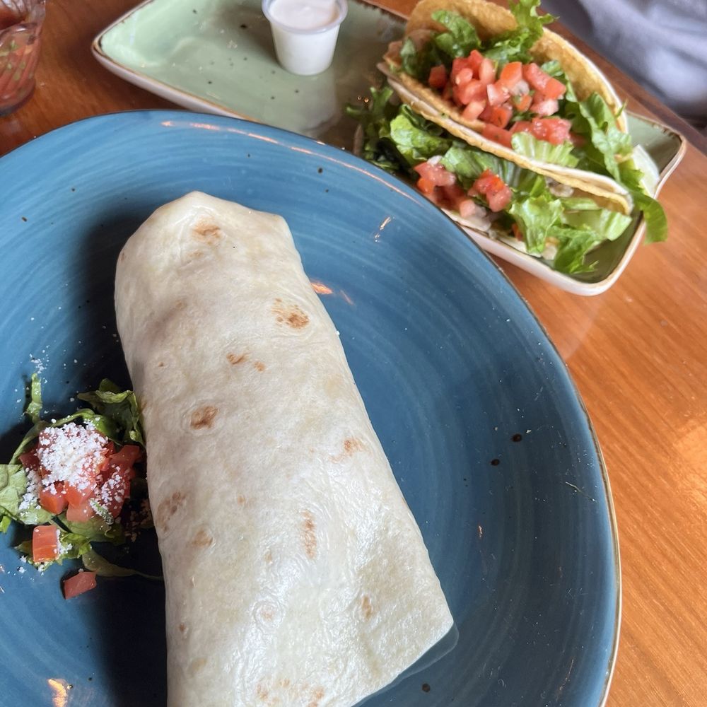 Chicken burrito and tacos Chicken burrito and tacos