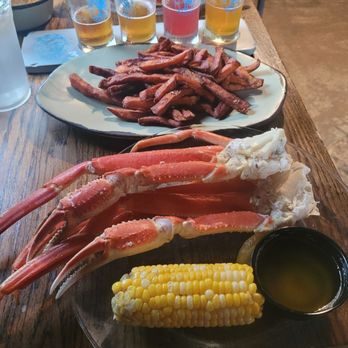 Blue Heron Brewery - All you can eat crab legs with corn on the cob drawn butter and sweet potato fries - Brewpubs Near Me - Medina, Ohio