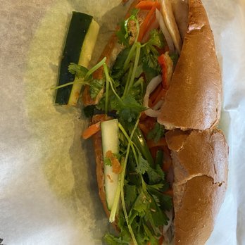 Que Huong Restaurant - Bahn Mi Pork Sandwich: crunchy roll and fresh vegetables with a touch of spicy - Vietnamese Near Me - Madison Heights, Michigan