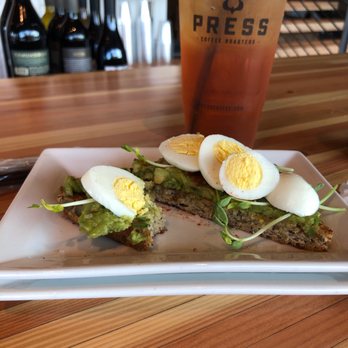 Press Coffee - the Roastery - My soft boiled cold egg and "iced green tea" - Coffee & Tea Near Me - Phoenix, Arizona