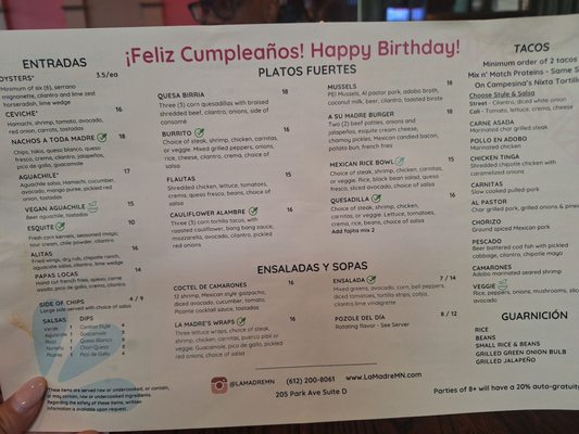 Menu photo 1 La Madre Minneapolis, MN Menu photo 1 La Madre Minneapolis, MN