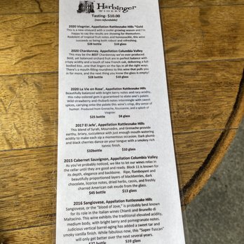Harbinger Winery - Wine menu. - Wineries Near Me - Port Angeles, Washington Harbinger Winery - Wine menu. - Wineries Near Me - Port Angeles, Washington