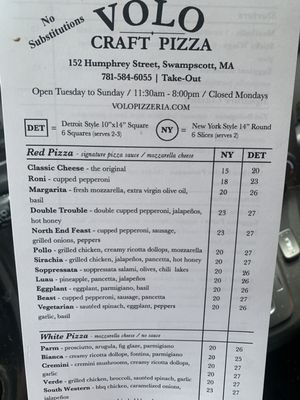 Menu photo 2 Volo Craft Pizza Swampscott, MA