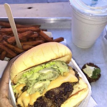 Milk Burger - Guacaburger , vanilla milkshake, sweet potato fries - Burgers Near Me - Bronx, New York