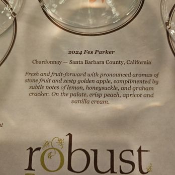 Robust Wine Bar - 2024 Fess Parker and Santa Barbara County California  Chardonnay. - Wine Bars Near Me - Webster Groves, Missouri