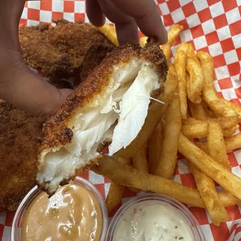 Bros Burger - Inside the fried fish. Nice and flaky - Burgers Near Me - Puyallup, Washington