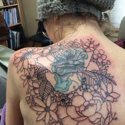 Rising Phoenix Tattooing And Body Piercing - During-outline almost done