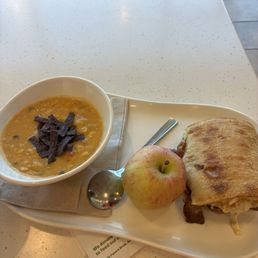 Ciabatta Cheesesteak, corn chowder, apple. Excellent!!! Ciabatta Cheesesteak, corn chowder, apple. Excellent!!!