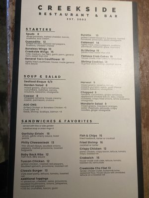 Menu photo 3 Creekside Restaurant & Bar Catskill, NY