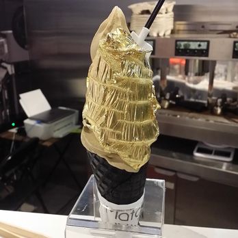 Matcha Tea & Dessert - London Fog soft serve with gold sheet. - Desserts Near Me - Markham, Ontario
