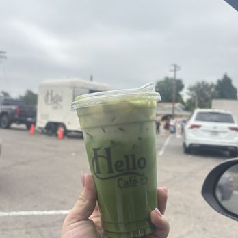 Hello cafe - Banana Matcha - Desserts Near Me - Orange, California Hello cafe - Banana Matcha - Desserts Near Me - Orange, California