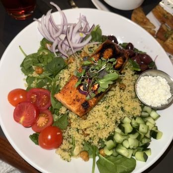 Cazzy's Corner Grill - Mediterranean bowl with salmon - Diners Near Me - Knoxville, Tennessee Cazzy's Corner Grill - Mediterranean bowl with salmon - Diners Near Me - Knoxville, Tennessee