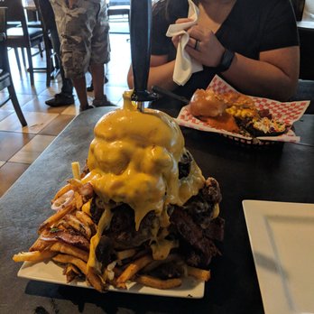 SOB Burgers - The Punisher Challenge This is 2 1/2 pounds S.O.B (post cooked weight). Chuck mix. layred with 6 slices of cheese 6 slices of bacon. Grille - Burgers Near Me - Bradenton, Florida SOB Burgers - The Punisher Challenge This is 2 1/2 pounds S.O.B (post cooked weight). Chuck mix. layred with 6 slices of cheese 6 slices of bacon. Grille - Burgers Near Me - Bradenton, Florida