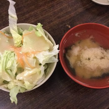 Akagi Restaurant - Salad and miso soup - Japanese Near Me - San Bruno, California Akagi Restaurant - Salad and miso soup - Japanese Near Me - San Bruno, California