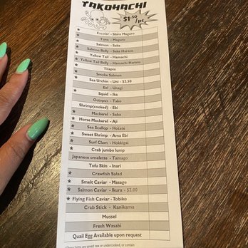 Takohachi Japanese Restaurant - Raw sushi Menu - Japanese Near Me - Arlington, Virginia