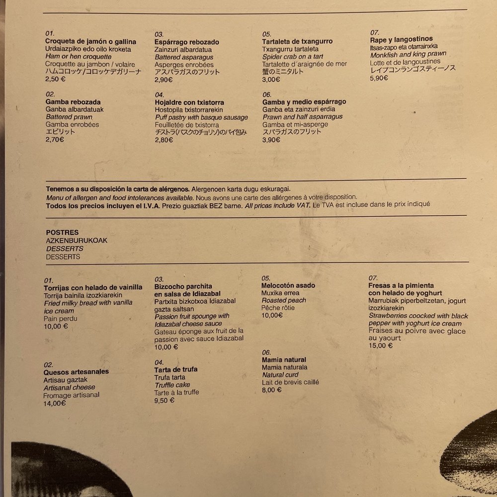 Ganbara - Menu - Basque Near Me - Donostia / San Sebastián, SS Ganbara - Menu - Basque Near Me - Donostia / San Sebastián, SS