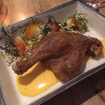 Barley Swine - Duck leg with Texas Gold rice - New American Near Me - Austin, Texas Barley Swine - Duck leg with Texas Gold rice - New American Near Me - Austin, Texas