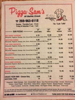 Menu photo 1 Pizza Sam's Battle Creek, MI