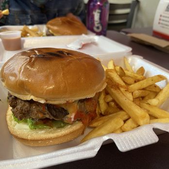 Go To Burgers - Super juicy Mushroom and Swiss Burger and crispy fries. - Burgers Near Me - Bowie, Maryland Go To Burgers - Super juicy Mushroom and Swiss Burger and crispy fries. - Burgers Near Me - Bowie, Maryland