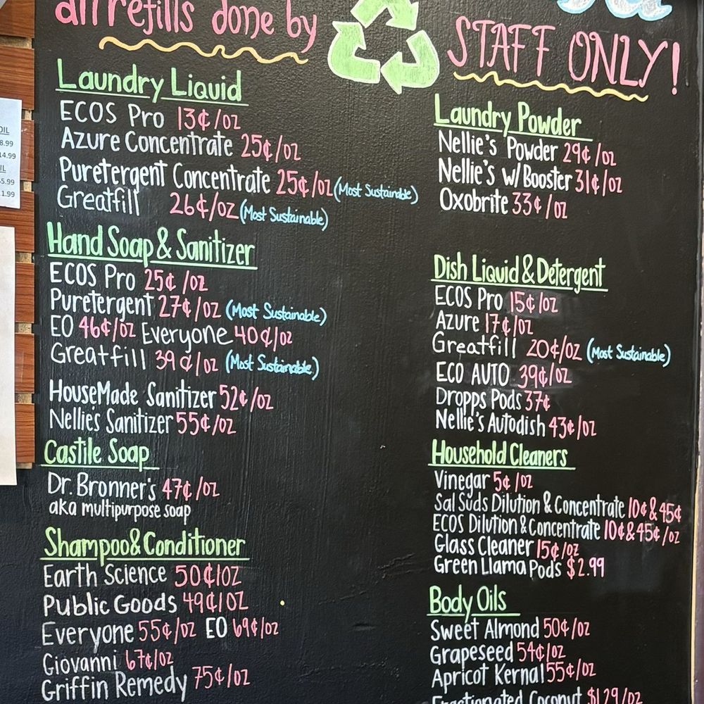 Refill menu as of 4/2024 Refill menu as of 4/2024