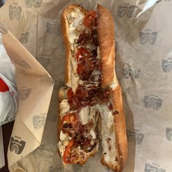 Marco's Pizza - Chicken club.Grilled chicken,bacon,tomatoes,mayo, and 3 signature cheese toasted