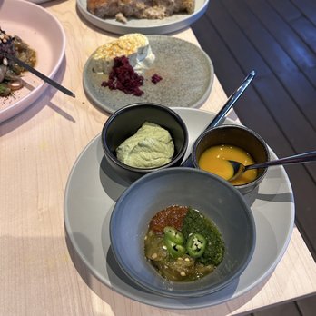 Ezov - Sauces served with the entrees. - Middle Eastern Near Me - Austin, Texas
