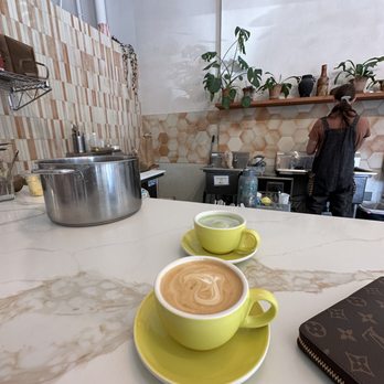 Futura Coffee Roasters - Oat milk latte + matcha latte - Coffee Roasteries Near Me - Portland, Oregon Futura Coffee Roasters - Oat milk latte + matcha latte - Coffee Roasteries Near Me - Portland, Oregon