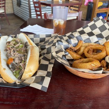 Stella’s Pizzeria 2 - a hot dog and onion rings - Pizza Near Me - Liberty, New York