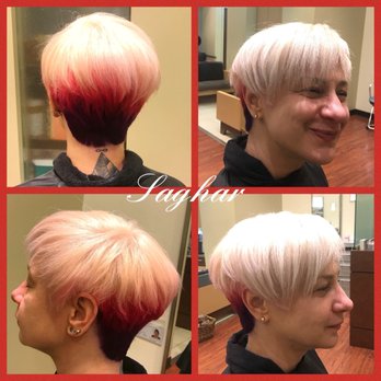 Bubbles Salon - Fun blond and multi color with a pixie cut by saghar - Hair Salons Near Me - Bethesda, Maryland