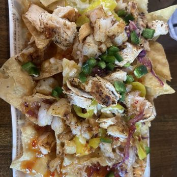 412 Public House - This is on the appetizer menu but it's our meal Whonton nachos with chicken & shrimp - Gastropubs Near Me - Cullman, Alabama
