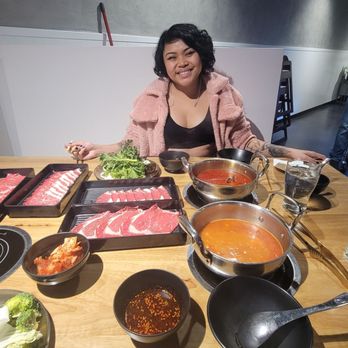 dPot Unlimited - Spicy pork broth, mala broth, rib eye, lamb, top blade and the fourth meat I forgot - Hot Pot Near Me - Irvine, California