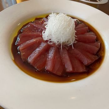 Moon & Turtle - Smokey sashimi Ahi with Keawe smoked shoyu, Hawaiian chili pepper water and oil - Seafood Near Me - Hilo, Hawaii Moon & Turtle - Smokey sashimi Ahi with Keawe smoked shoyu, Hawaiian chili pepper water and oil - Seafood Near Me - Hilo, Hawaii