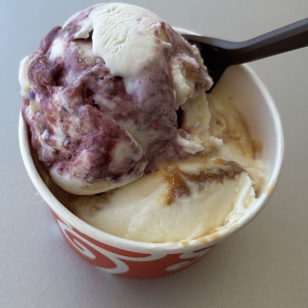 Salt & Straw - Birthday Cakes and Blackberries & Sea Salt with Caramel Ribbons Split Single Scoop - Ice Cream & Frozen Yogurt Near Me - Beaverton, Oregon Salt & Straw - Birthday Cakes and Blackberries & Sea Salt with Caramel Ribbons Split Single Scoop - Ice Cream & Frozen Yogurt Near Me - Beaverton, Oregon
