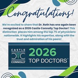 Jeffrey J. Roth M.D. F.A.C.S - Congrats to Dr. Roth for being honored as a "2026 Top Doc" by Castle Connolly! 

C.C. honors the TOP 7% of all U.S. practicing physicians!