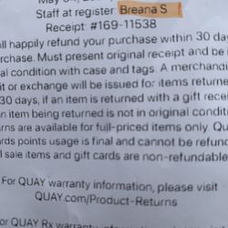 QUAY Fresno Fashion Fair - Receipt for review