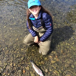 Idaho Angling Services - Her first trout on a fly rod