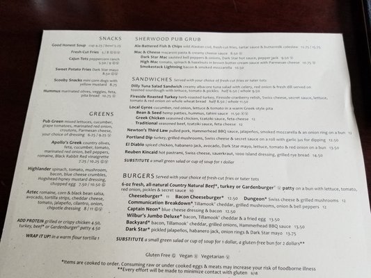 Menu photo 2 McMenamins Sherwood Pub Hillsboro, OR