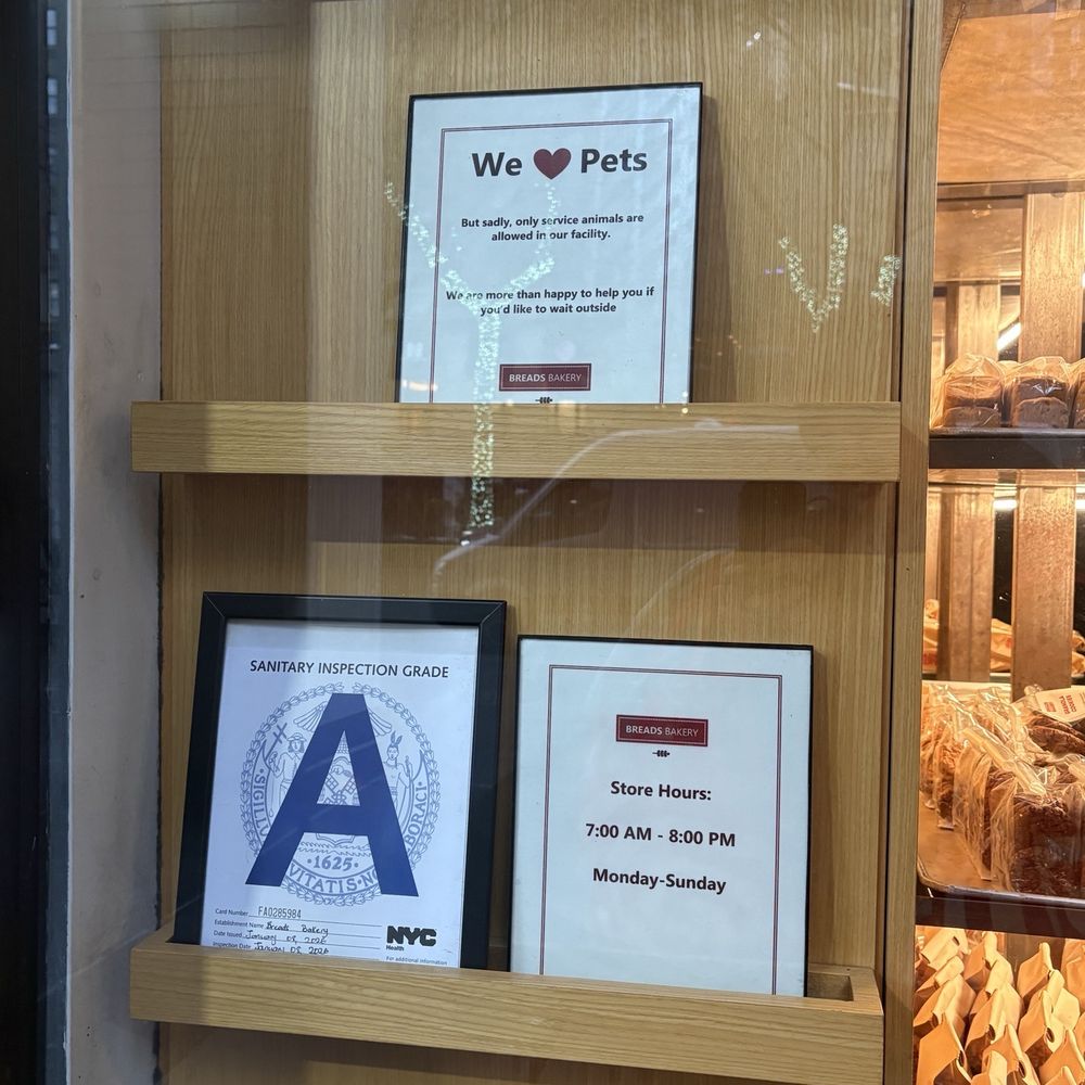 Breads Bakery - Upper West Side - A health and safety rating - Coffee & Tea Near Me - New York, New York