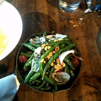 Manhattan Beach Post - blistering blue lake green beans, thai basil, chili sauce, crispy pork - New American Near Me - Manhattan Beach, California Manhattan Beach Post - blistering blue lake green beans, thai basil, chili sauce, crispy pork - New American Near Me - Manhattan Beach, California