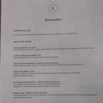 Redemption - Menu - Bars Near Me - London, XGL Redemption - Menu - Bars Near Me - London, XGL