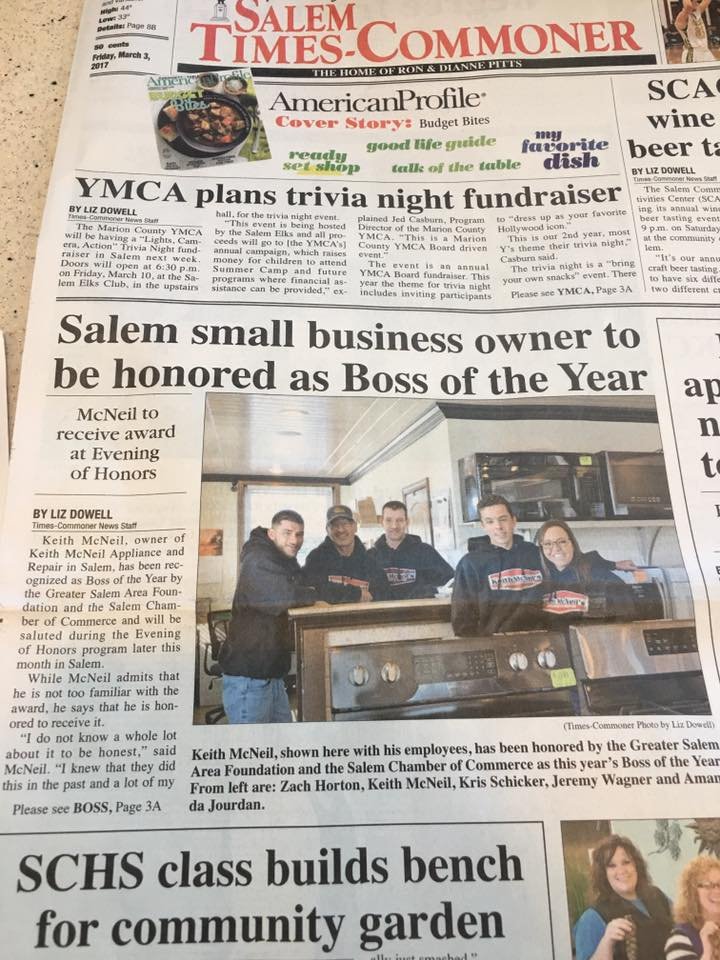 MILNER APPLIANCE CENTER 2401 S Washington St, Salem, Illinois Appliances & Repair Phone