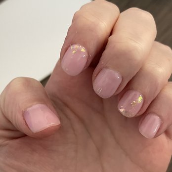Dipped - It's hard to see, but my middle finger and thumb are particularly square and crooked. - Nail Salons Near Me - Lake Oswego, Oregon