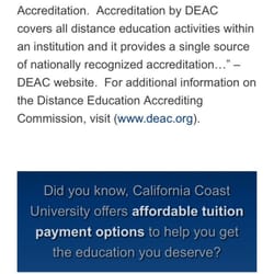 California Coast University - Accreditation Info