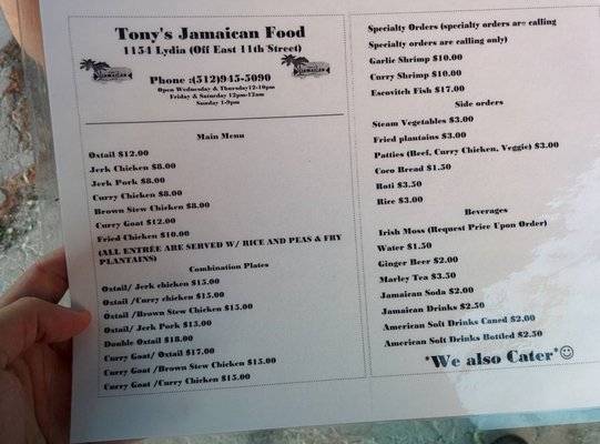 Menu photo 7 Tony's Jamaican Food Austin, TX