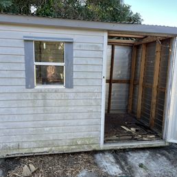 Exterior outside entrance of SCY Maintenance and Repairs - Before: outdoor shed. Exterior outside entrance of SCY Maintenance and Repairs - Before: outdoor shed.