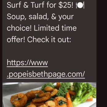 Popei's Clam Bar - The text blast that was sent to my phone. - Seafood Near Me - Bethpage, New York