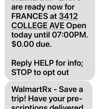 Walmart Supercenter - My Text Messages from my local Walmart Pharmacy to notify me my prescription meds are ready for pick up. - Department Stores Near Me - San Diego, California Walmart Supercenter - My Text Messages from my local Walmart Pharmacy to notify me my prescription meds are ready for pick up. - Department Stores Near Me - San Diego, California