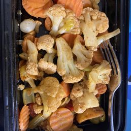 a tray of vegetables