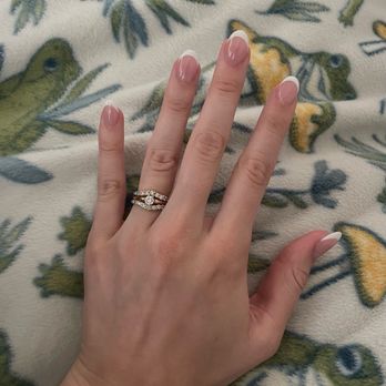 T&T Nails Spa - Almond/oval French tip acrylics - Nail Salons Near Me - Oceanside, California